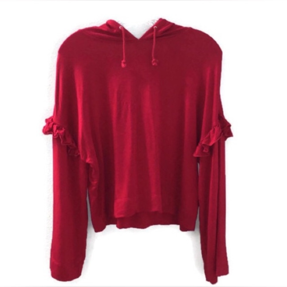 BB Dakota She’s a Mystery Ruffle Hoodie in Red